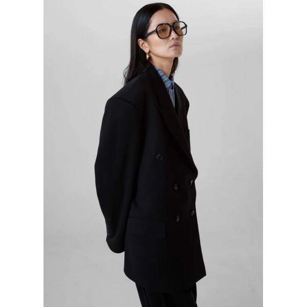 The Frankie Shop Vester Double-Breasted Blazer – Black, view 7