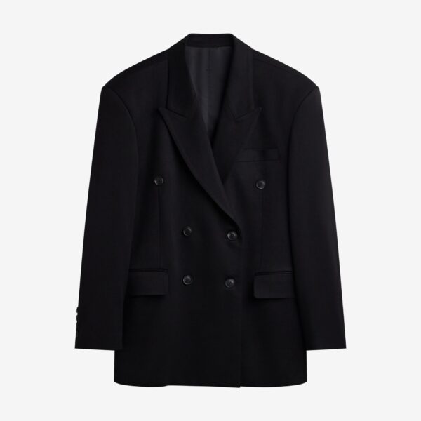 The Frankie Shop Vester Double-Breasted Blazer - Black - Oversized Minimalist Jackets in Black - Shop at Coveti