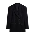The Frankie Shop Vester Double-Breasted Blazer - Black - Oversized Minimalist Jackets in Black - Shop at Coveti