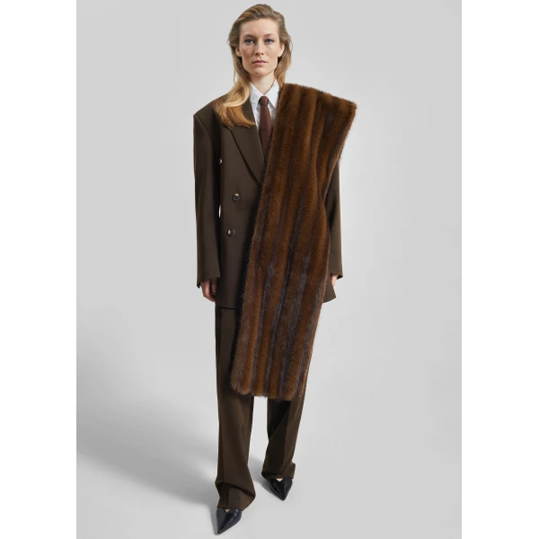 The Frankie Shop Vester Double-Breasted Blazer – Brown, view 3