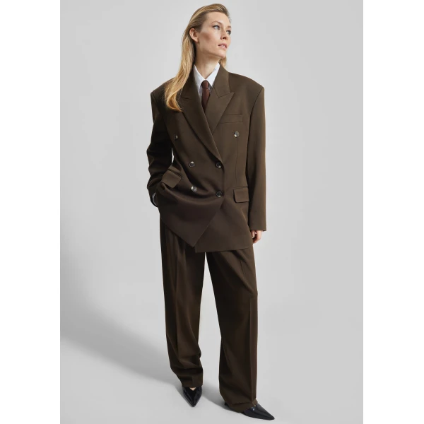 The Frankie Shop Vester Double-Breasted Blazer – Brown, view 4