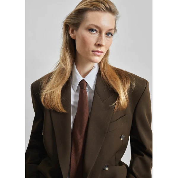 The Frankie Shop Vester Double-Breasted Blazer – Brown, view 7