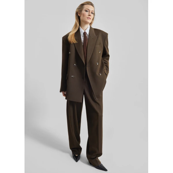 The Frankie Shop Vester Double-Breasted Blazer – Brown, view 8