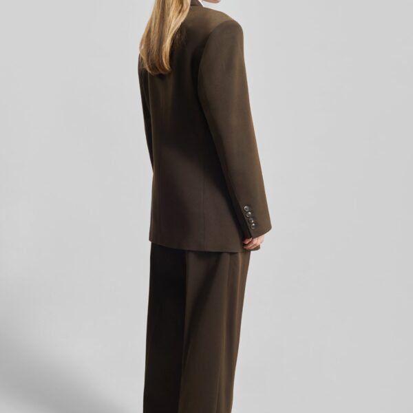 The Frankie Shop Vester Double-Breasted Blazer - Brown - Oversized Minimalist Jackets in Brown - Shop at Coveti