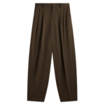 The Frankie Shop Vester Pleated Trousers - Brown - Oversized Minimalist Pants in Brown - Shop at Coveti