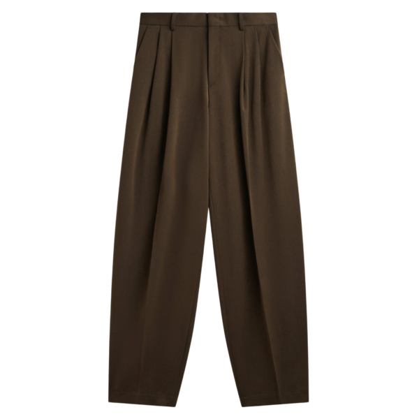 The Frankie Shop Vester Pleated Trousers - Brown - Oversized Minimalist Pants in Brown - Shop at Coveti