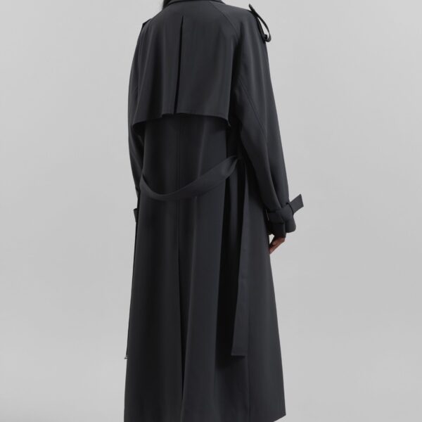 The Frankie Shop Veyron Trench Coat - Storm Grey - Oversized Minimalist Coats in Grey - Shop at Coveti