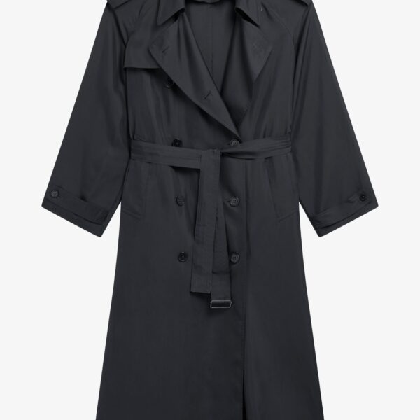 The Frankie Shop Veyron Trench Coat - Storm Grey - Oversized Minimalist Coats in Grey - Shop at Coveti