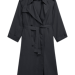 The Frankie Shop Veyron Trench Coat - Storm Grey - Oversized Minimalist Coats in Grey - Shop at Coveti