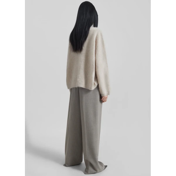 The Frankie Shop Vilhena Wool Fuzzy V-Neck Sweater – Beige, view 6