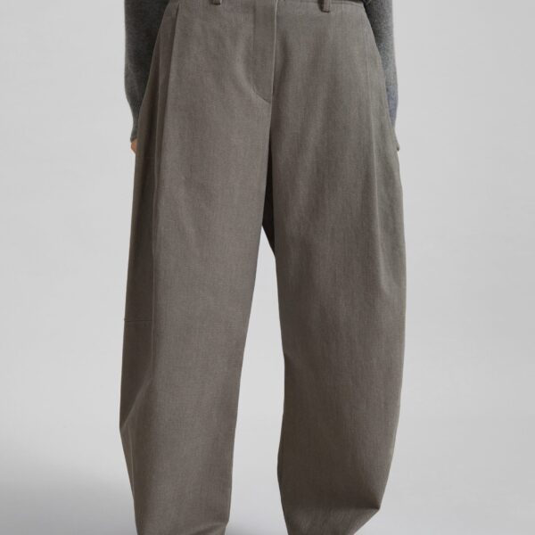 The Frankie Shop Vora Barrel-Leg Pants - Grey - Oversized Minimalist Pants in Grey - Shop at Coveti