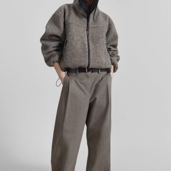The Frankie Shop Vora Barrel-Leg Pants - Grey - Oversized Minimalist Pants in Grey - Shop at Coveti