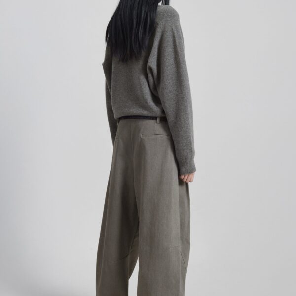 The Frankie Shop Vora Barrel-Leg Pants - Grey - Oversized Minimalist Pants in Grey - Shop at Coveti