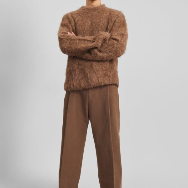 The Frankie Shop Willy Alpaca Knit Sweater - Dark Taupe - Oversized Minimalist Knitwear in Brown - Shop at Coveti