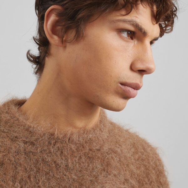 The Frankie Shop Willy Alpaca Knit Sweater - Dark Taupe - Oversized Minimalist Knitwear in Brown - Shop at Coveti