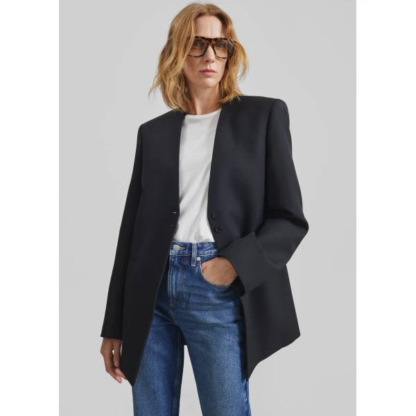 The Frankie Shop Winsen Collarless Blazer – Black, view 2