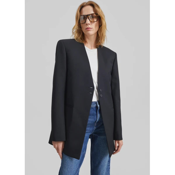 The Frankie Shop Winsen Collarless Blazer – Black, view 6