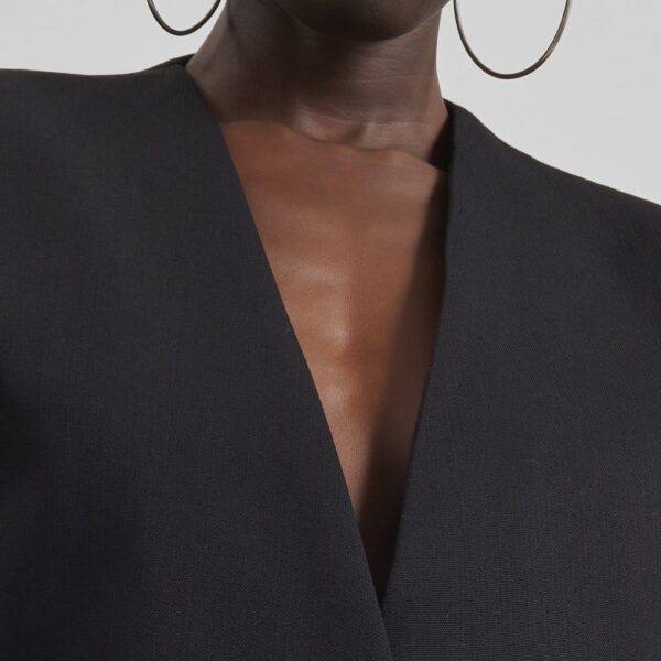 The Frankie Shop Winsen Collarless Blazer - Black - Oversized Minimalist Jackets in Black - Shop at Coveti
