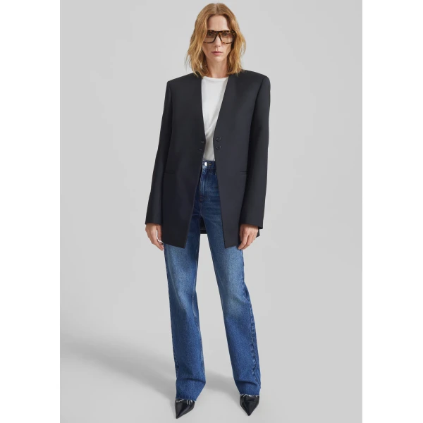 The Frankie Shop Winsen Collarless Blazer – Black, view 9