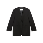 The Frankie Shop Winsen Collarless Blazer - Black - Oversized Minimalist Jackets in Black - Shop at Coveti