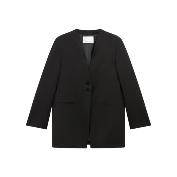 The Frankie Shop Winsen Collarless Blazer - Black - Oversized Minimalist Jackets in Black - Shop at Coveti