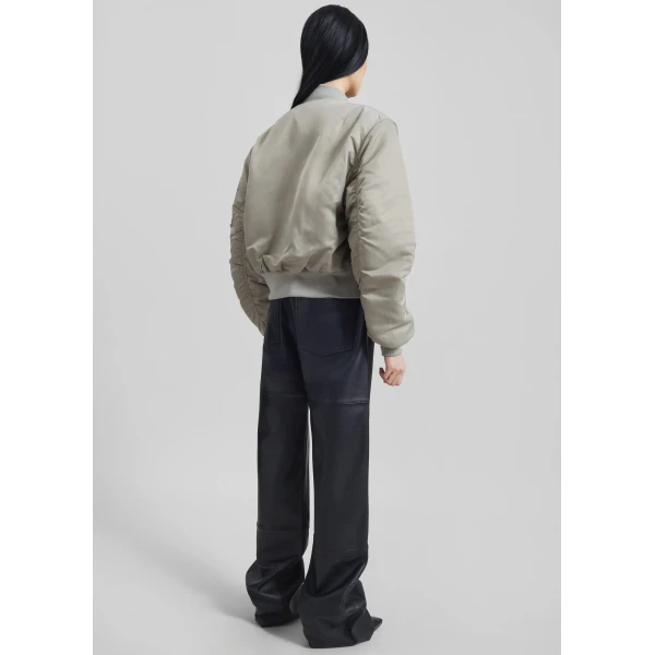 The Frankie Shop Zernez Cropped Bomber Jacket – Stone, view 6