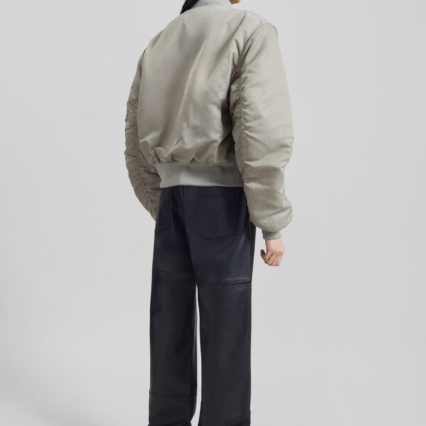 The Frankie Shop Zernez Cropped Bomber Jacket - Stone - Oversized Minimalist Jackets in Beige - Shop at Coveti
