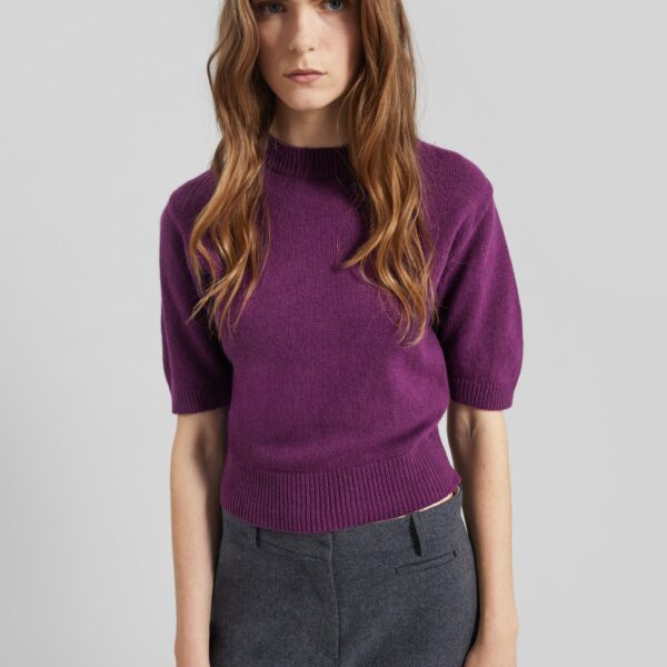 The Frankie Shop Zoersel Knit Top - Purple - Oversized Minimalist Knitwear in Purple - Shop at Coveti