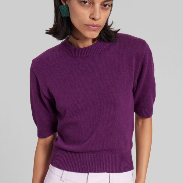 The Frankie Shop Zoersel Knit Top - Purple - Oversized Minimalist Knitwear in Purple - Shop at Coveti