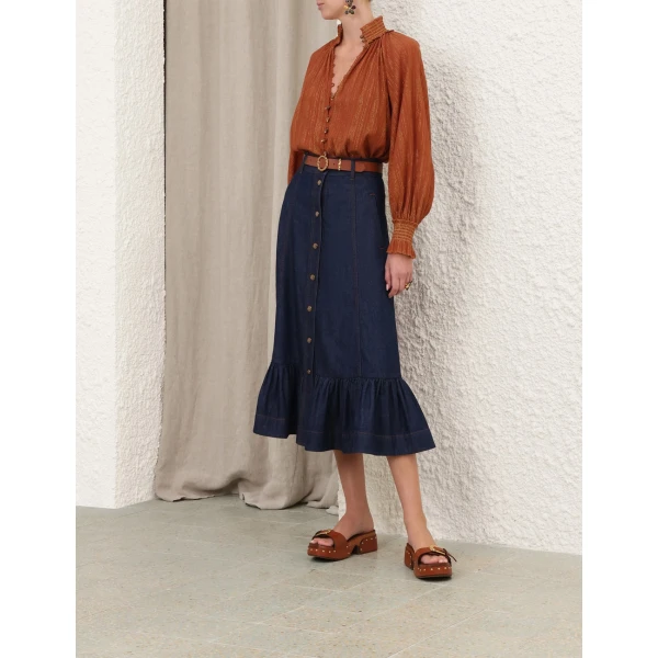 Elevate your elegance in this Zimmermann Skirts available now at Coveti