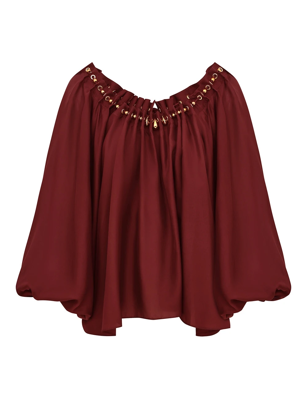 Zimmermann Aster Gathered Bead Blouse | Ready to Wear Collection Coveti Elevate your elegance in this Zimmermann Tops available now at Coveti