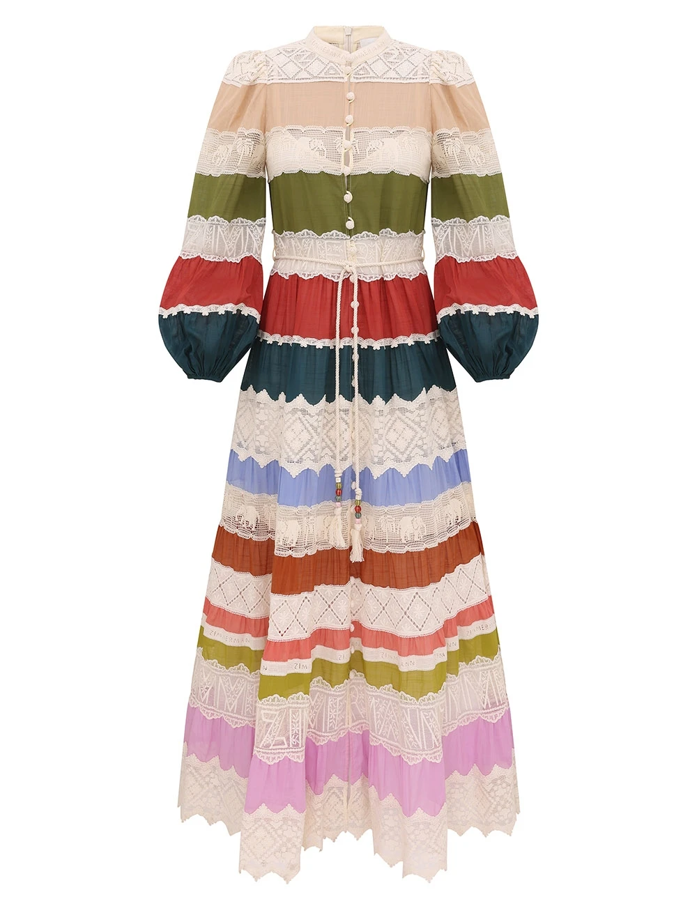 Zimmermann Indra Lace Stripe Maxi Dress | Ready to Wear Collection Coveti Elevate your elegance in this Zimmermann Dresses available now at Coveti