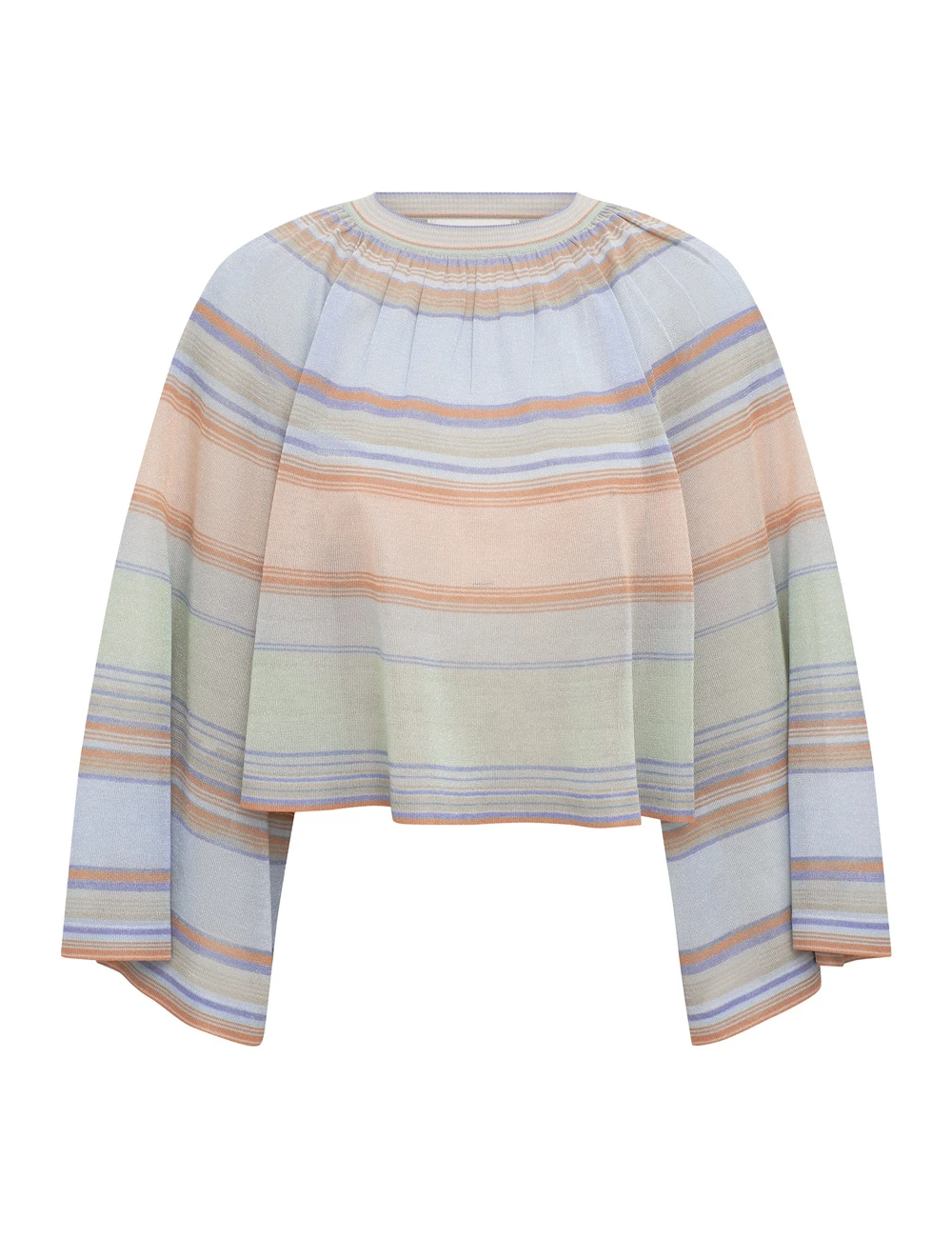 Zimmermann Indra Stripe Bell Sleeve Top | Ready to Wear Collection Coveti Elevate your elegance in this Zimmermann Tops available now at Coveti