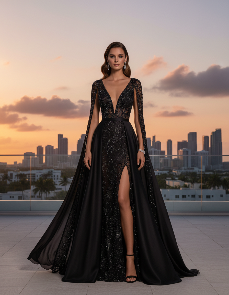 Gemma Deeks Style Guide: Black tie gala gown in Miami Summer 2026