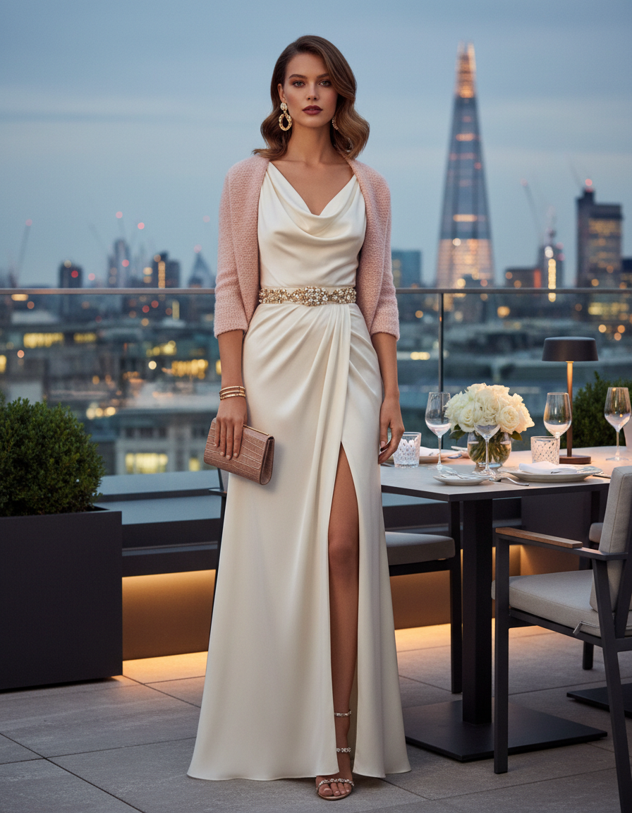 Gemma Deeks Style Guide: Resort chic dinner outfit in London Summer 2026