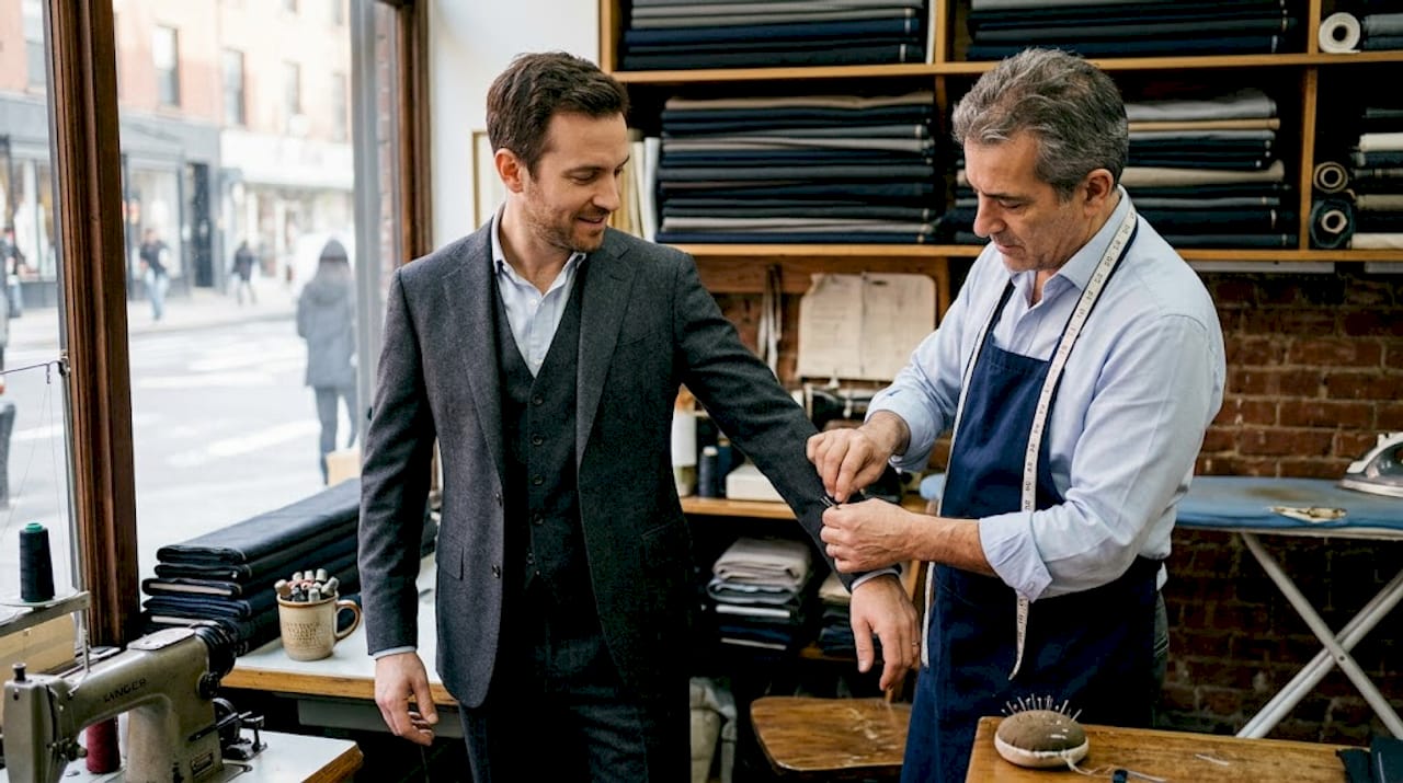 La creazione su misura di un abito sartoriale nell’eleganza di un atelier