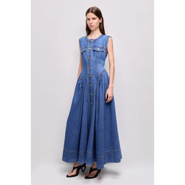 Aje Loxley Denim Midi Dress, view 2