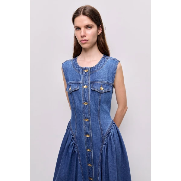Aje Loxley Denim Midi Dress, view 3
