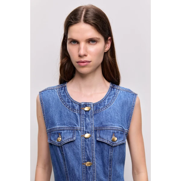 Aje Loxley Denim Midi Dress, view 4