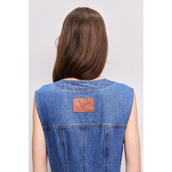 Aje Loxley Denim Midi Dress, view 5