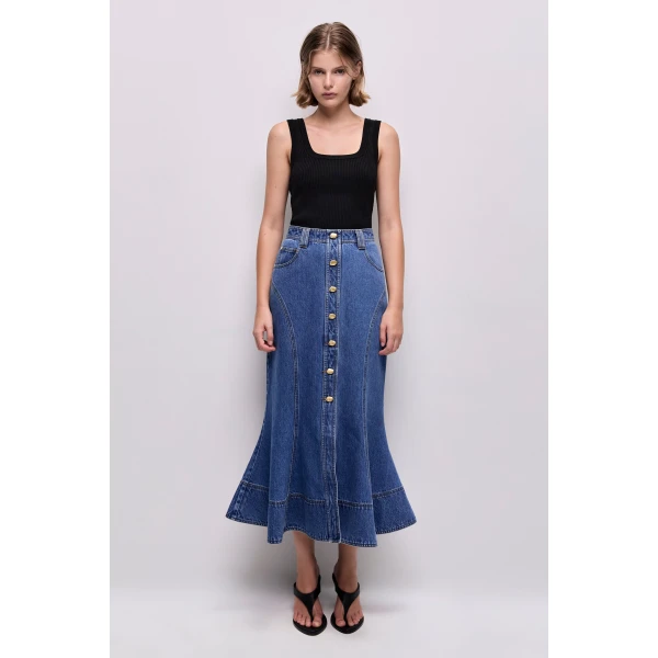 Aje Loxley Denim Midi Skirt, view 2