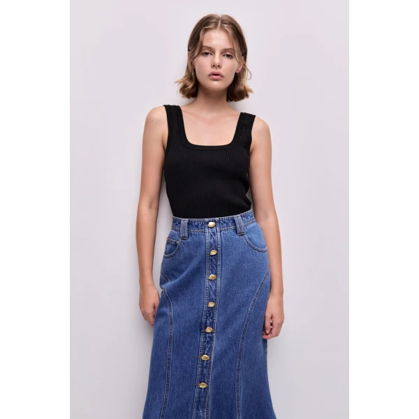 Aje Loxley Denim Midi Skirt, view 4