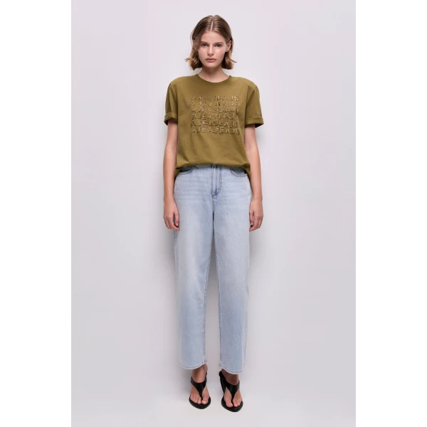 Aje Alive Embellished Logo Tee Top, view 2