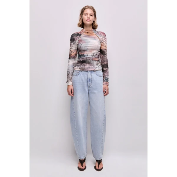 Aje Carline Gathered Mesh Top, view 2