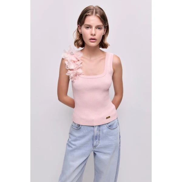 Aje Pamela Flower Knit Tank, view 3