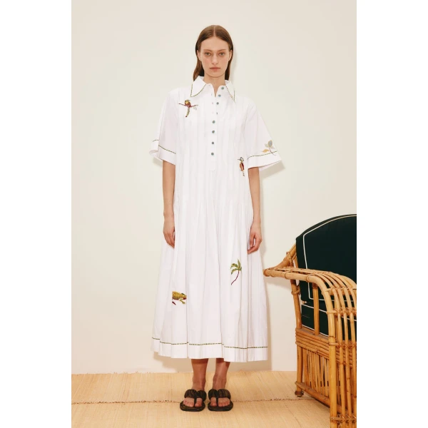 Alemais Camelia Embellished Shirtdress  Sustainable Dresses with Alemais print - Coveti Australian Designer