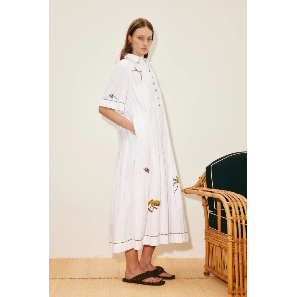 Alemais Camelia Embellished Shirtdress  Sustainable Dresses with Alemais print - Coveti Australian Designer