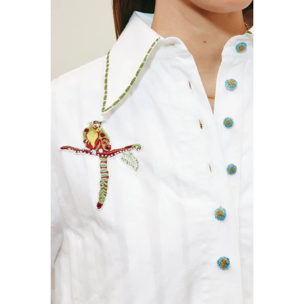 Alemais Camelia Embellished Shirtdress  Sustainable Dresses with Alemais print - Coveti Australian Designer
