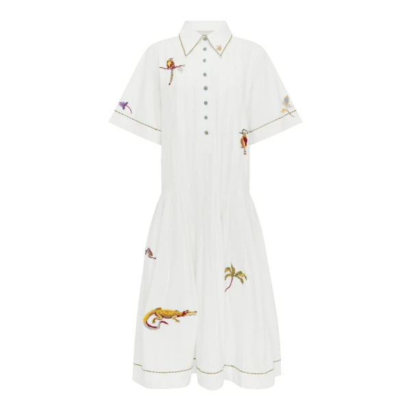 Alemais Camelia Embellished Shirtdress  Sustainable Dresses with Alemais print - Coveti Australian Designer