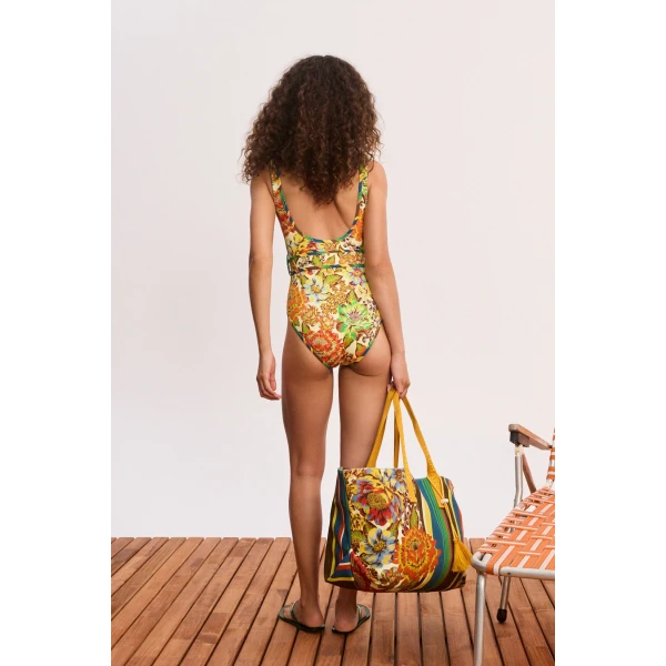 Alemais Charlie Belted One Piece  Sustainable Beachwear with Alemais print - Coveti Australian Designer